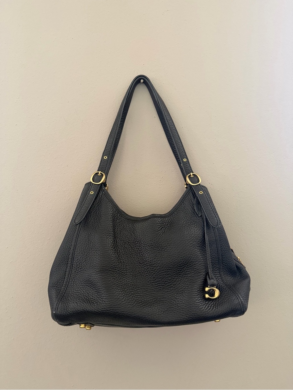 Classic Black Leather Shoulder Bag